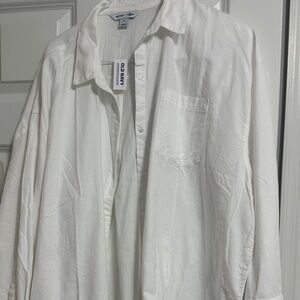 Old Navy women’s White Casual cotton linen shirt